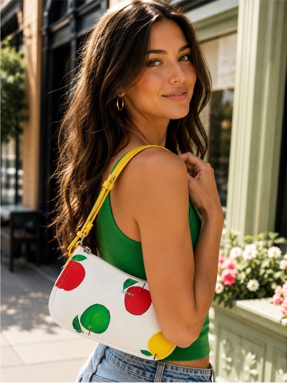 NWT | DKNY Jessa Fruit Print Baguette Bag Y2K Shoulder Purse